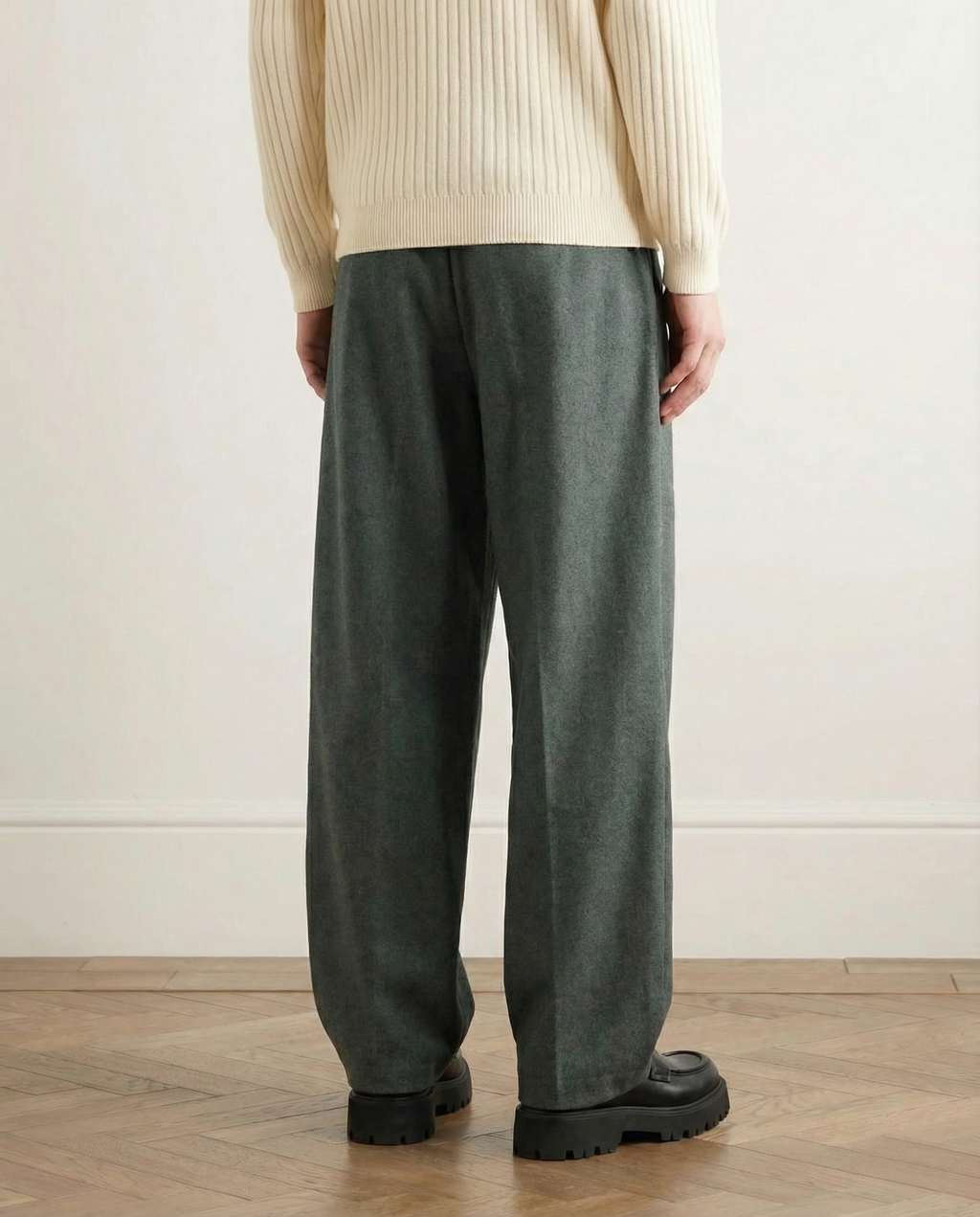 Wide-Leg Wollhose Herren mit Gürtel – Wollmix Tailored Trousers