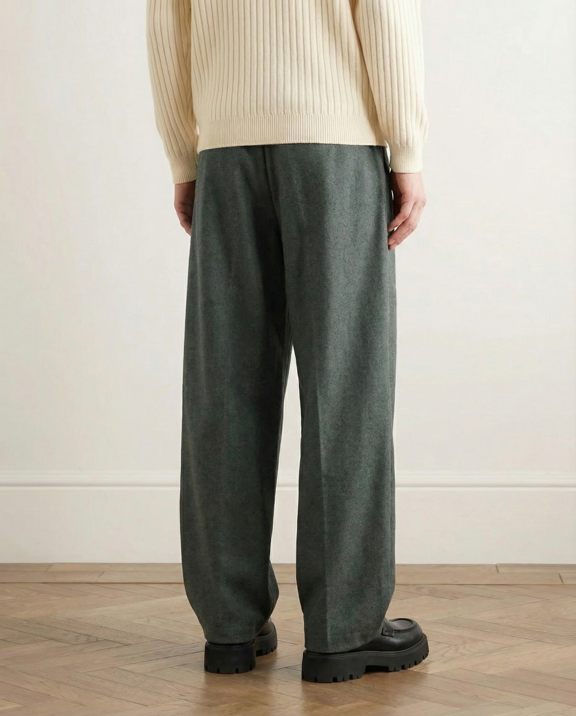 Wide-Leg Wollhose Herren mit Gürtel – Wollmix Tailored Trousers
