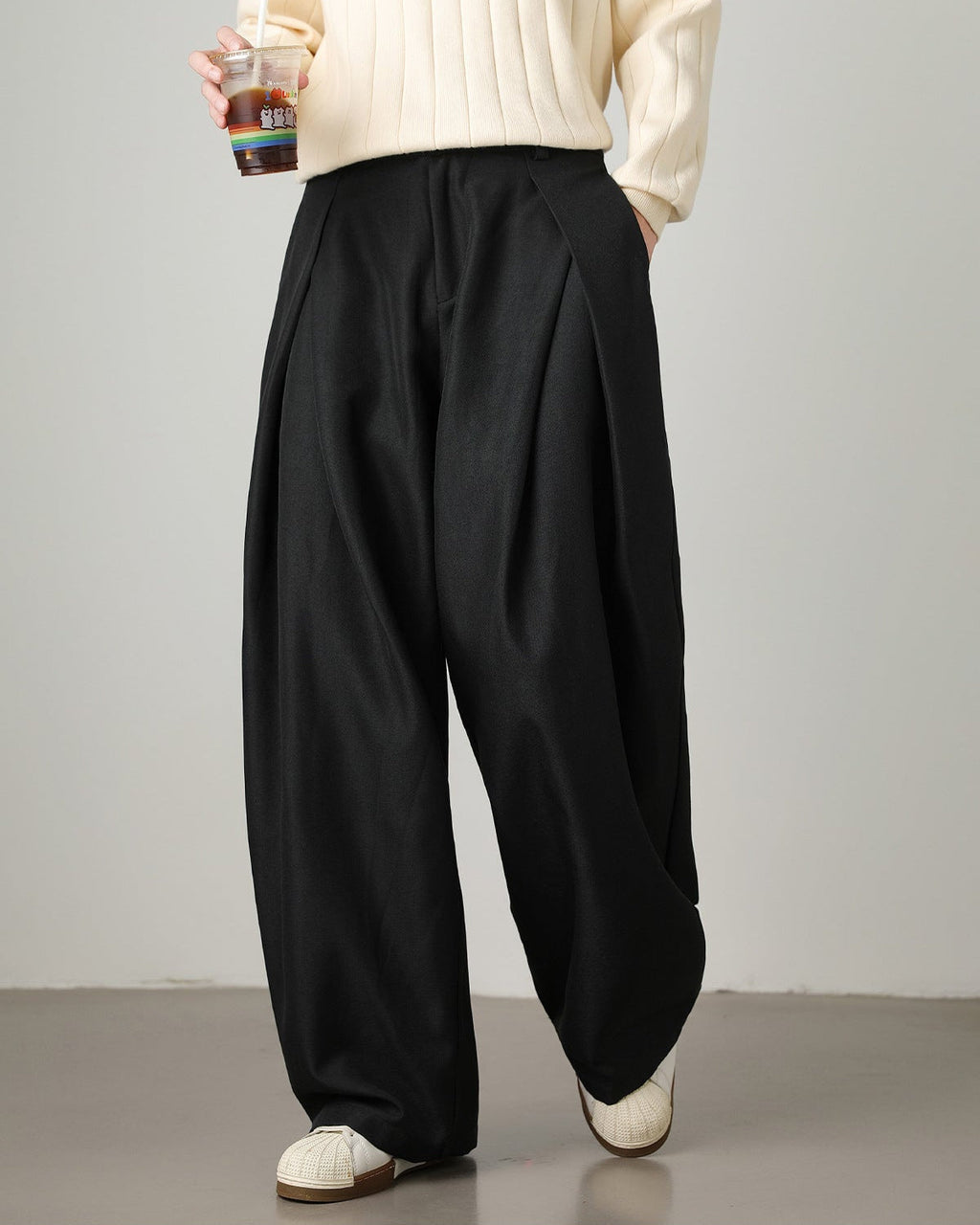 Wide-Leg Hose Herren mit Bundfalten – Plissierte Tailored Hose