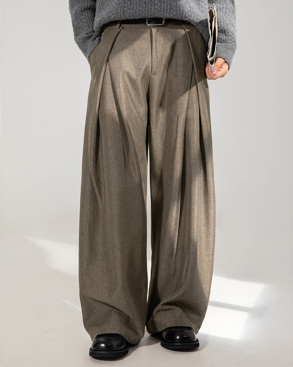 Wide-Leg Hose Herren mit Bundfalten – Plissierte Tailored Hose