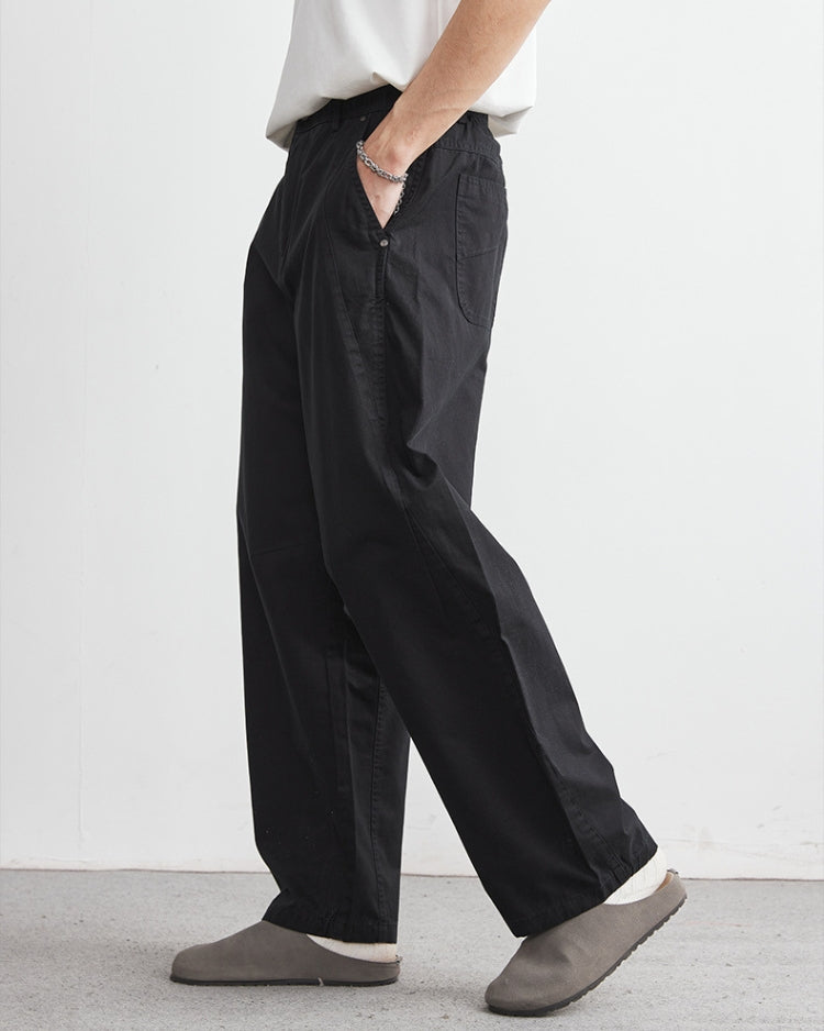 Hose mit Elastikbund Herren Wide-Leg – Baumwoll-Tencel Trousers im Jeans-Look
