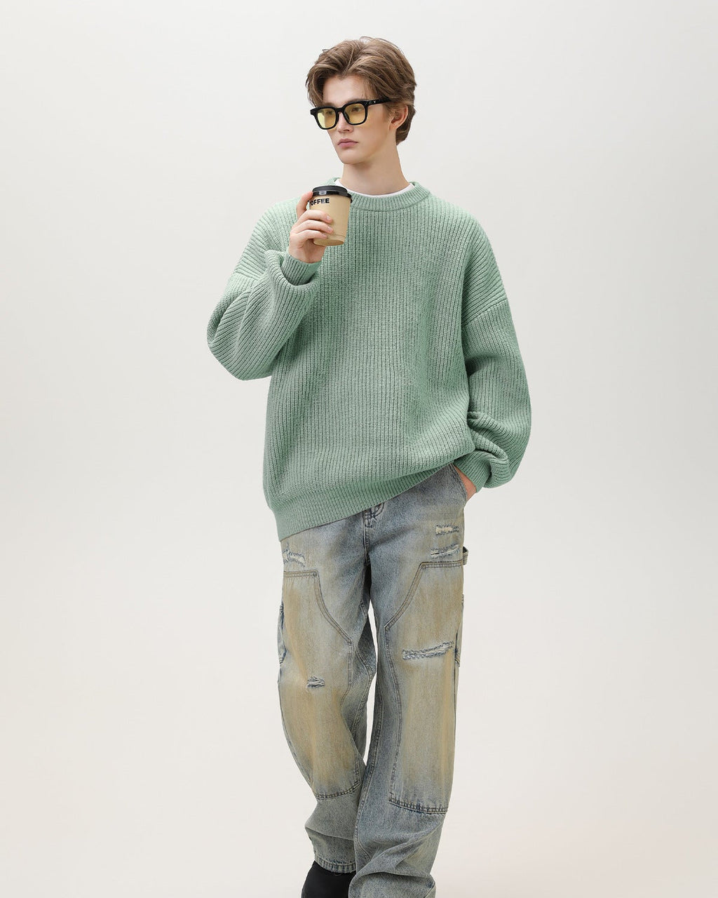 Oversized Strickpullover Herren – Sunday Scare Relaxed Crewneck