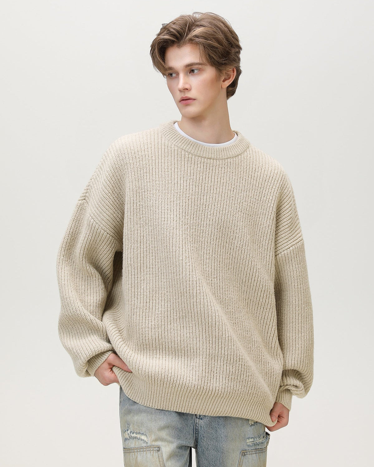 Oversized Strickpullover Herren – Sunday Scare Relaxed Crewneck