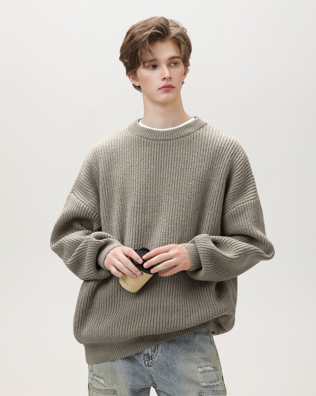 Oversized Strickpullover Herren – Sunday Scare Relaxed Crewneck