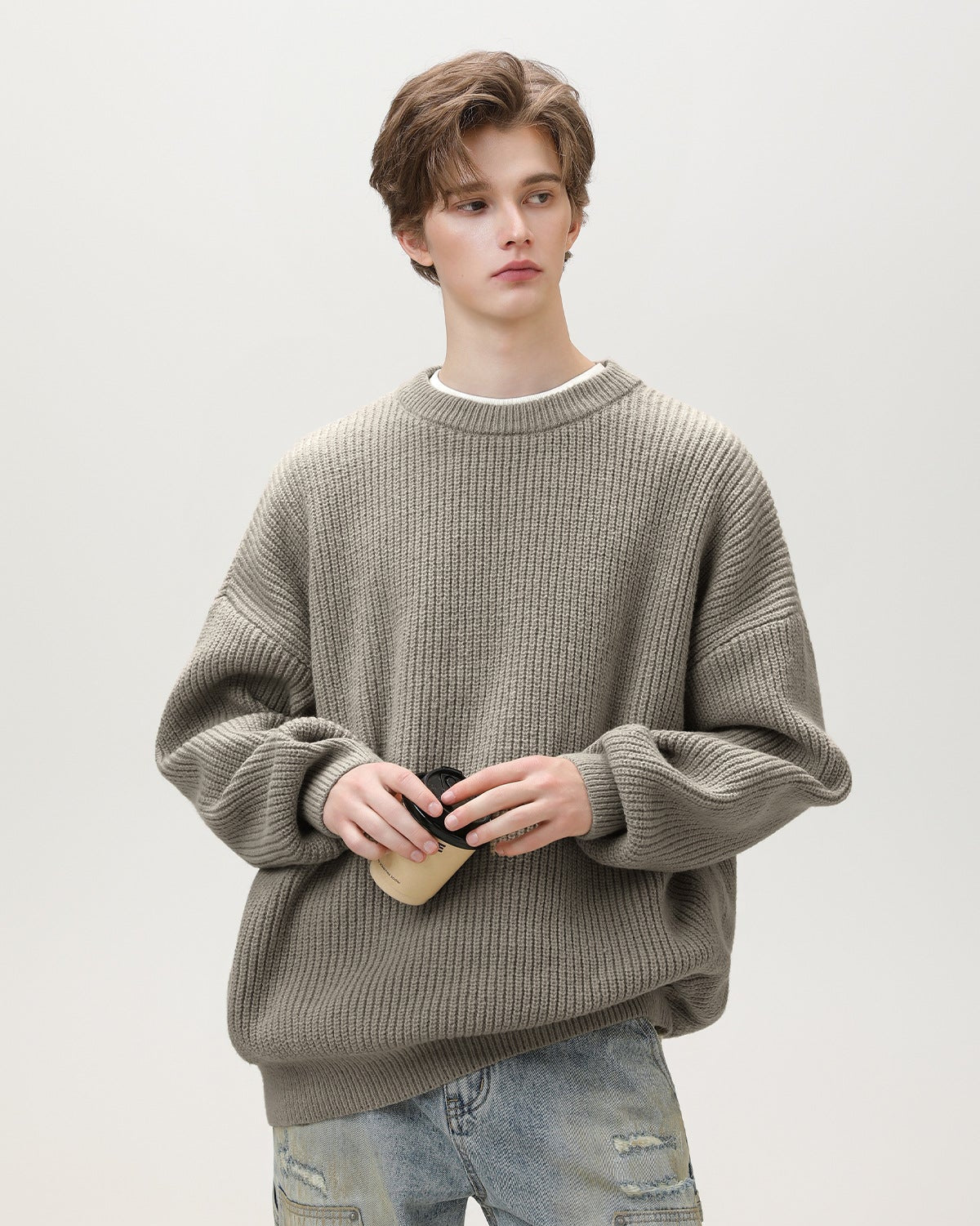 Oversized Strickpullover Herren – Sunday Scare Relaxed Crewneck
