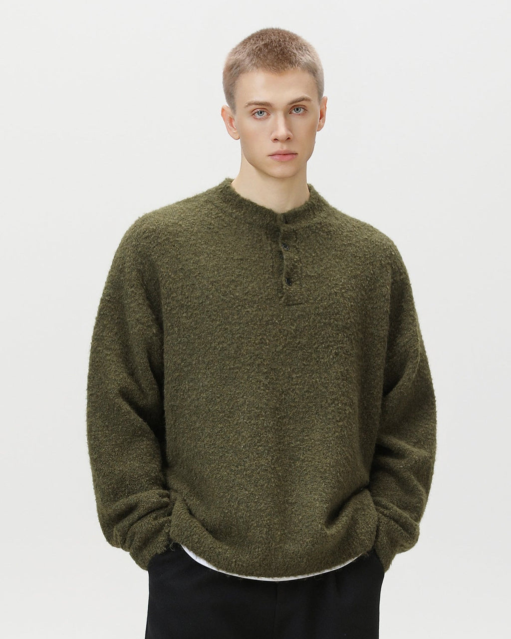Heritage Polo Pullover Herren Oversized – Wollmix Strickpullover