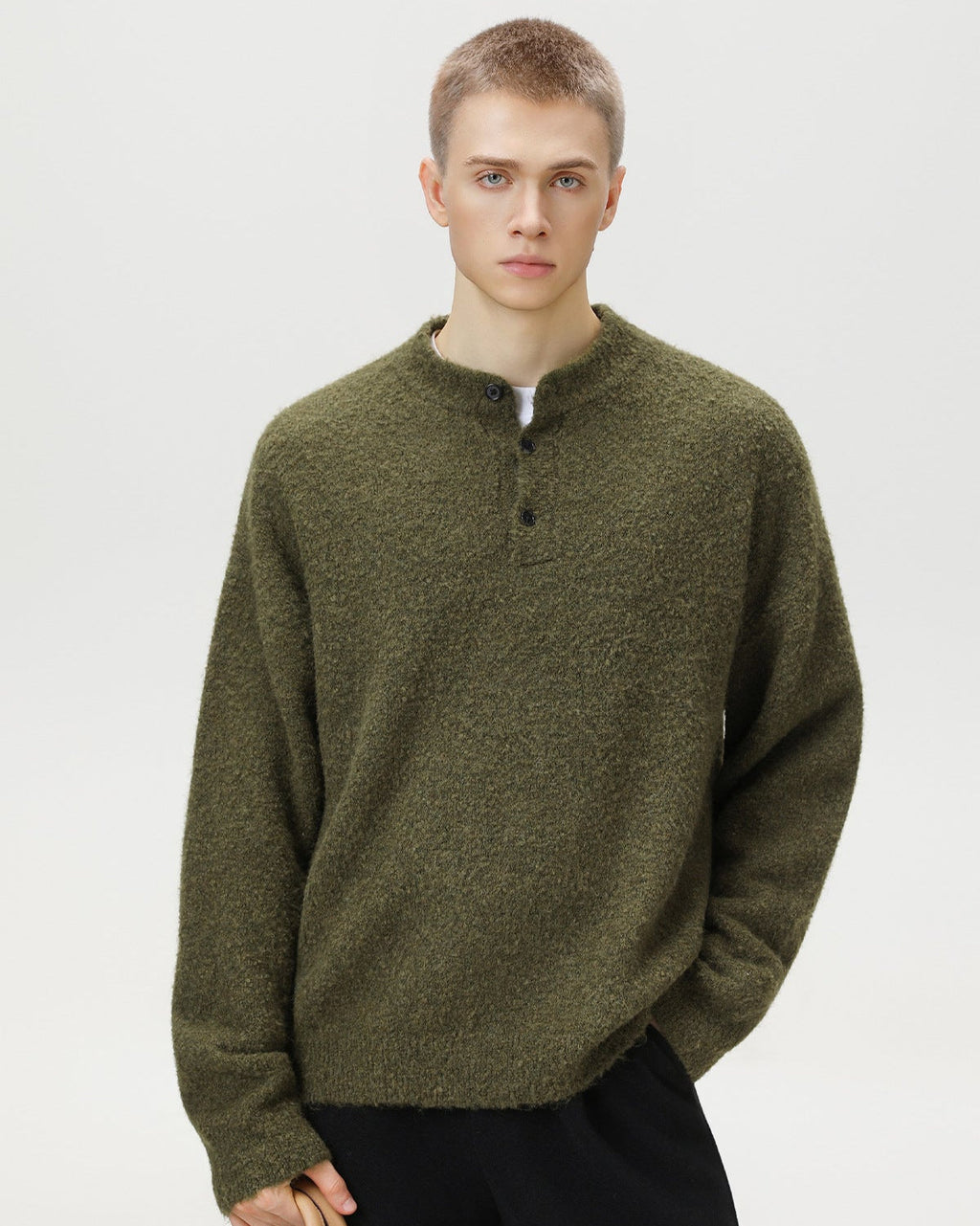 Heritage Polo Pullover Herren Oversized – Wollmix Strickpullover