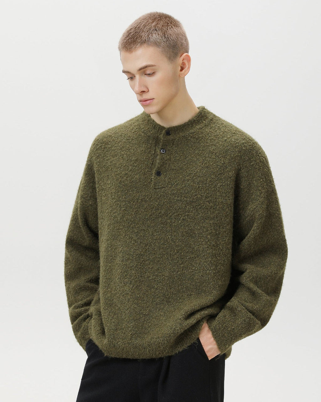 Heritage Polo Pullover Herren Oversized – Wollmix Strickpullover