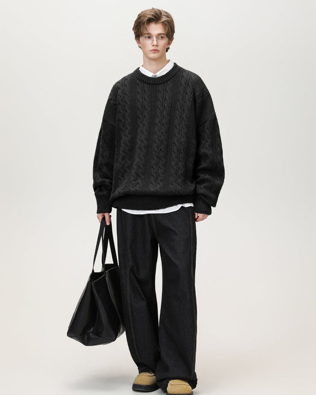 Cable Knit Pullover Herren – Klassischer Zopfstrick Strickpullover