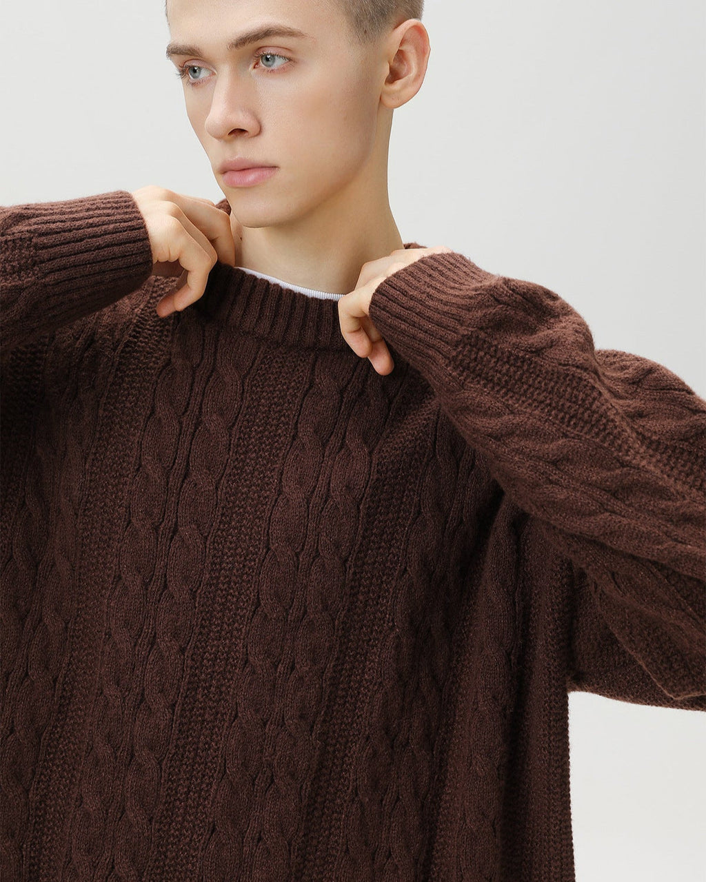Cable Knit Pullover Herren – Klassischer Zopfstrick Strickpullover
