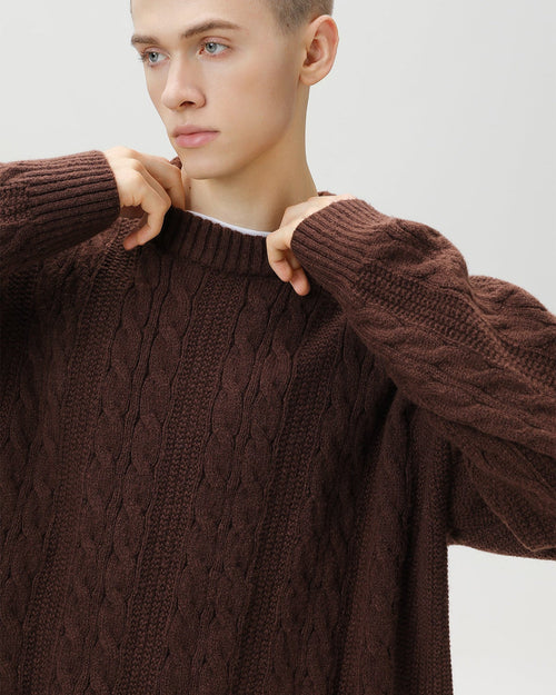 Cable Knit Pullover Herren – Klassischer Zopfstrick Strickpullover