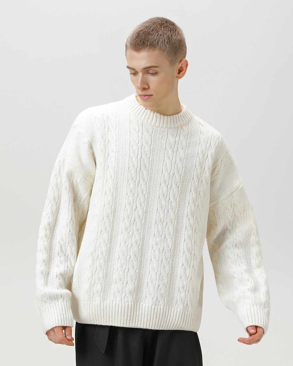 Cable Knit Pullover Herren – Klassischer Zopfstrick Strickpullover