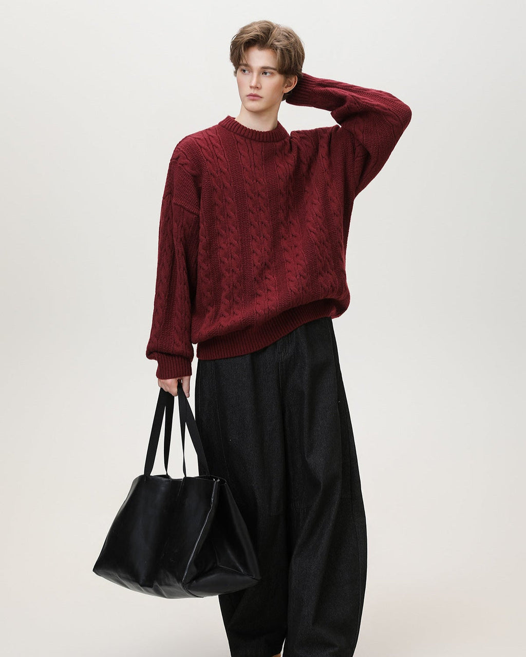 Cable Knit Pullover Herren – Klassischer Zopfstrick Strickpullover