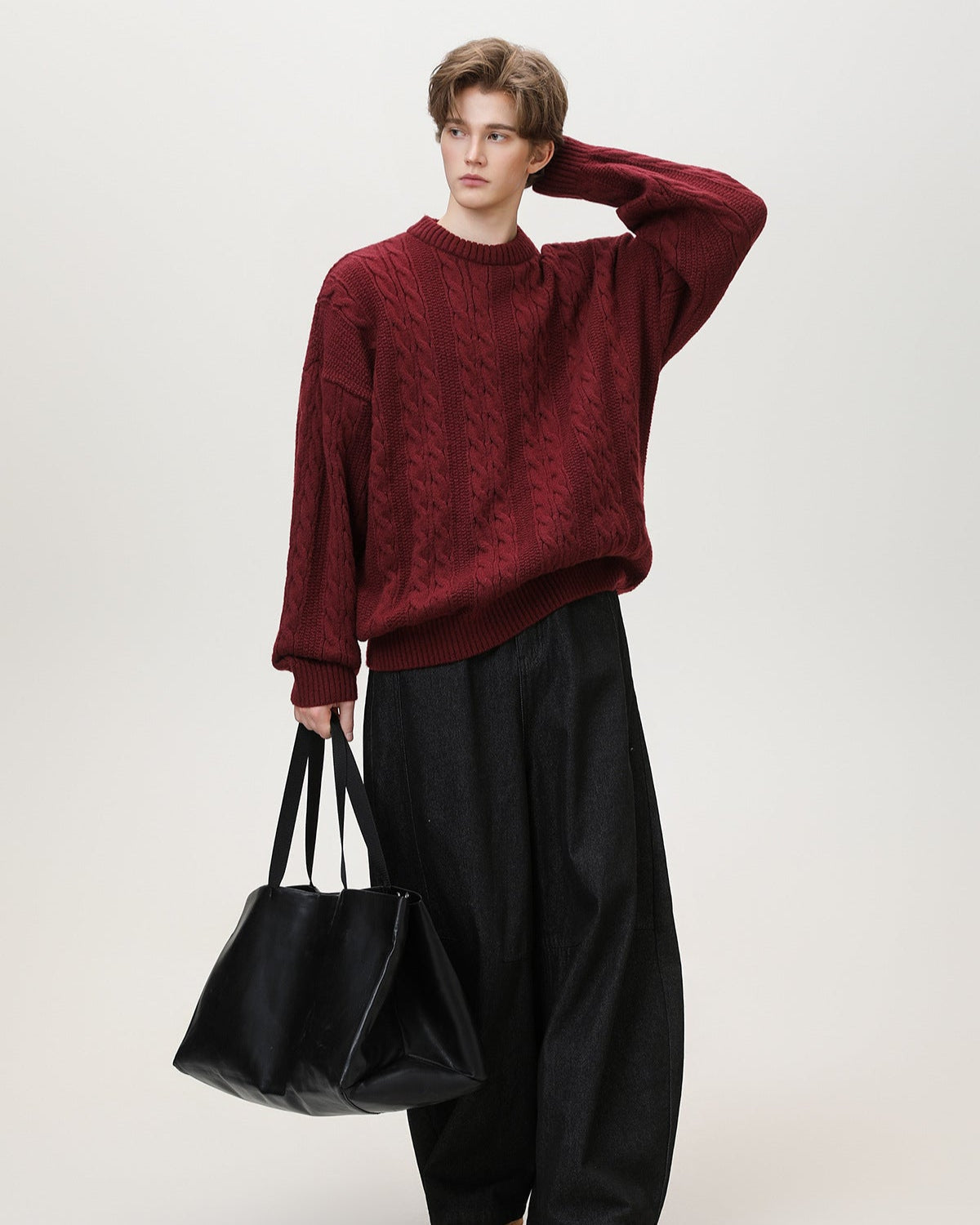 Cable Knit Pullover Herren – Klassischer Zopfstrick Strickpullover