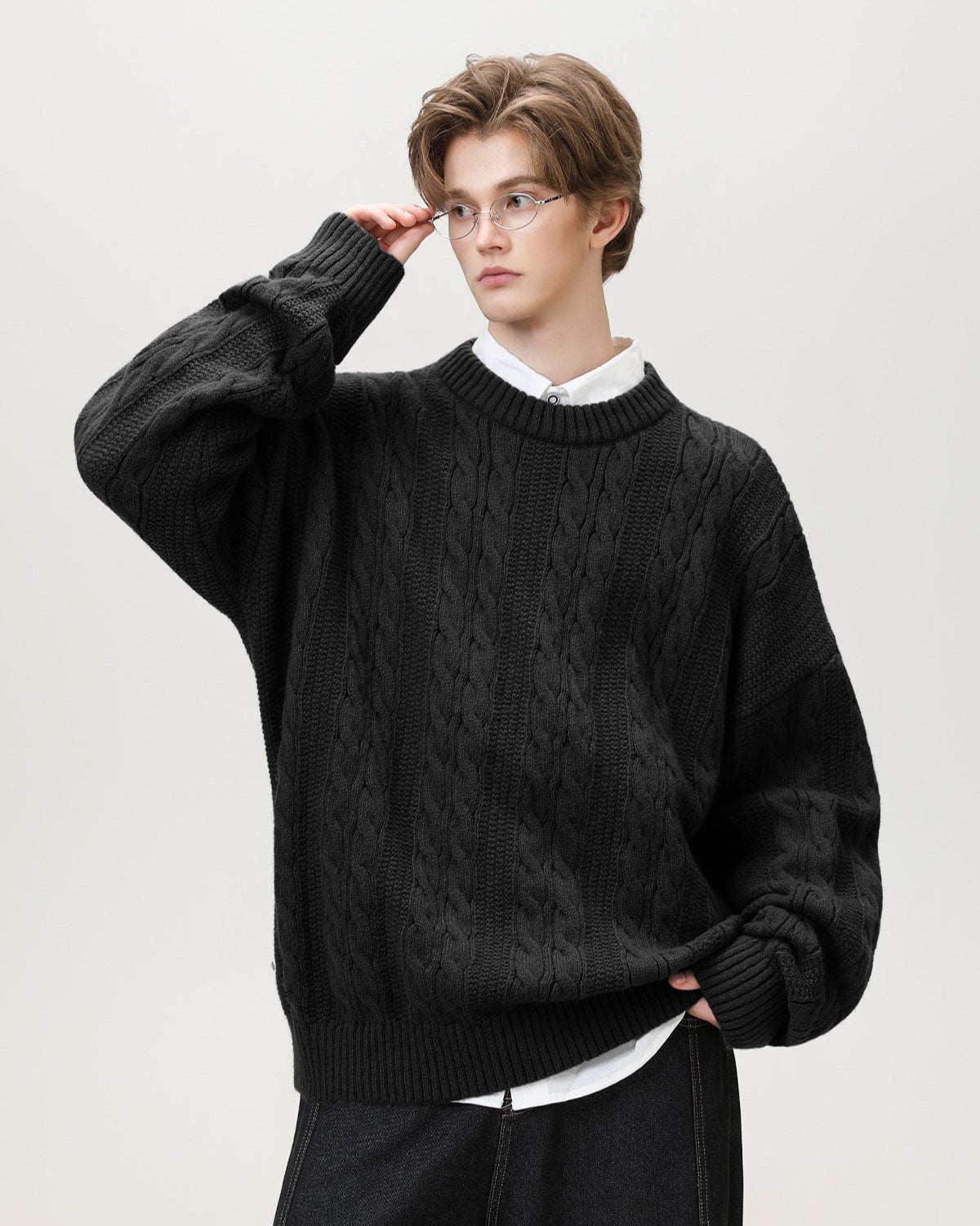 Cable Knit Pullover Herren – Klassischer Zopfstrick Strickpullover