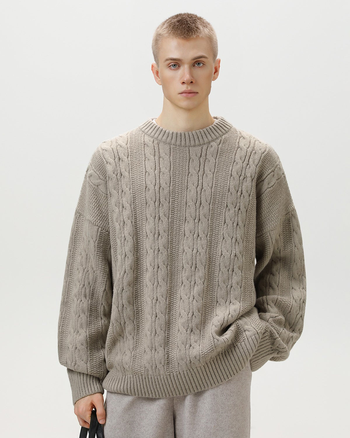 Cable Knit Pullover Herren – Klassischer Zopfstrick Strickpullover
