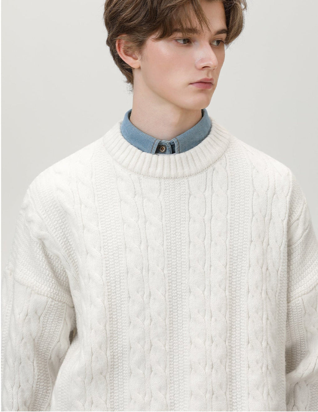 Cable Knit Pullover Herren – Klassischer Zopfstrick Strickpullover