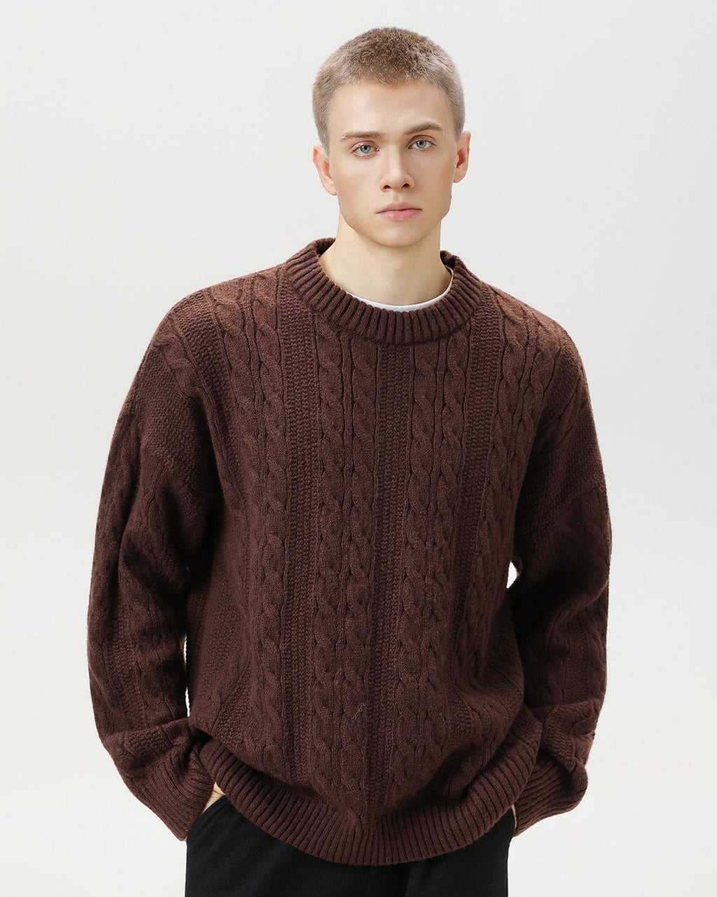 Cable Knit Pullover Herren – Klassischer Zopfstrick Strickpullover